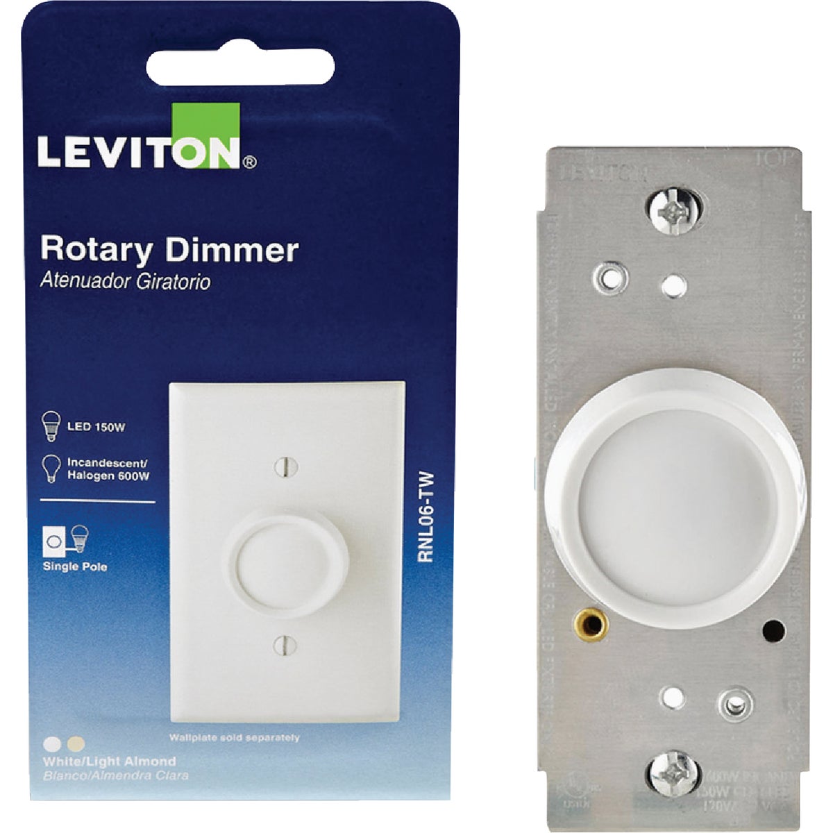 Leviton Trimatron White/Light Almond Rotary Dimmer Switch