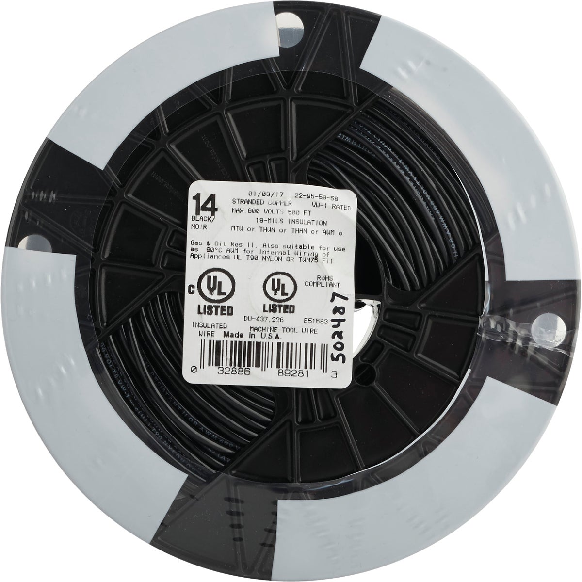Southwire 500 Ft. 14 AWG Stranded Black THHN Electrical Wire Image 2