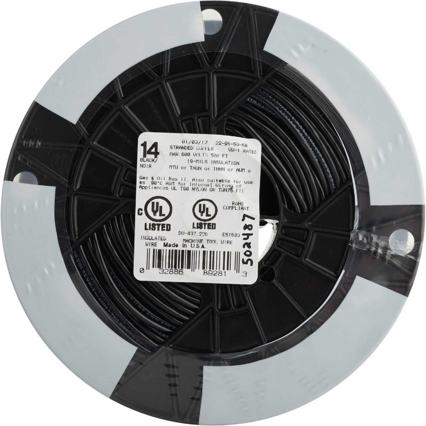 Southwire 500 Ft. 14 AWG Stranded Black THHN Electrical Wire Image 2