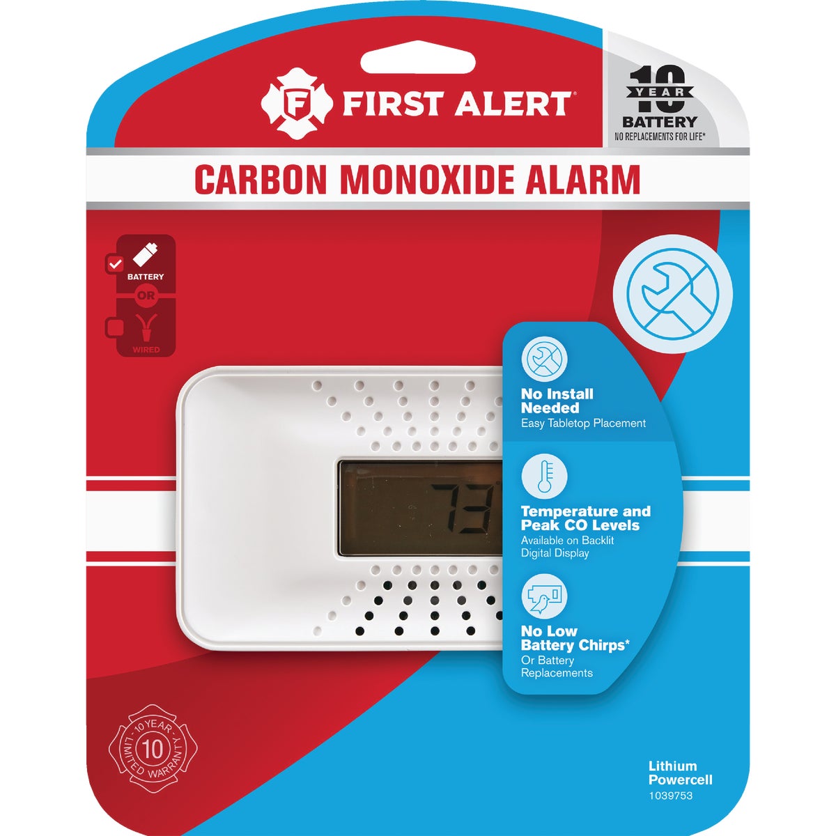 First Alert CO710 10-Year Battery Electrochemical Multi Function Carbon Monoxide Alarm