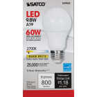 Satco 60W Equivalent Warm White A19 Medium Dimmable LED Light Bulb Image 2