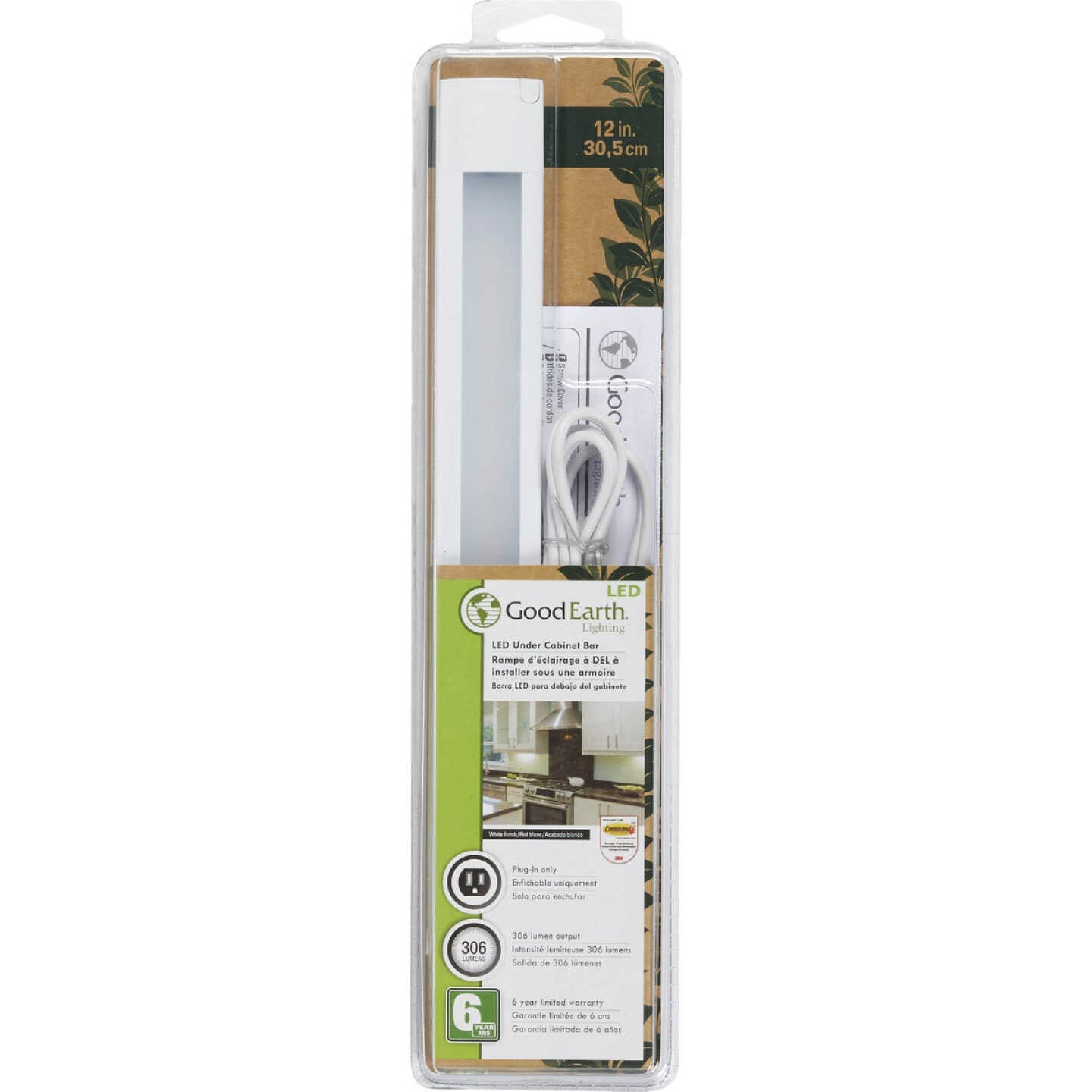 Good Earth Lighting 12 In. Plug-In White LED Under Cabinet Light Bar Image 3