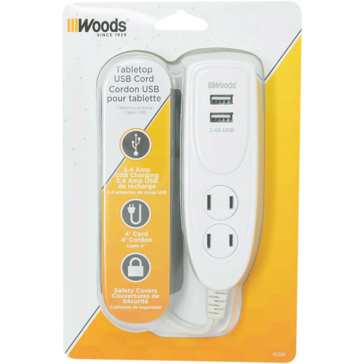 Woods 2 Power & 2 USB White Desktop USB Charger Image 2