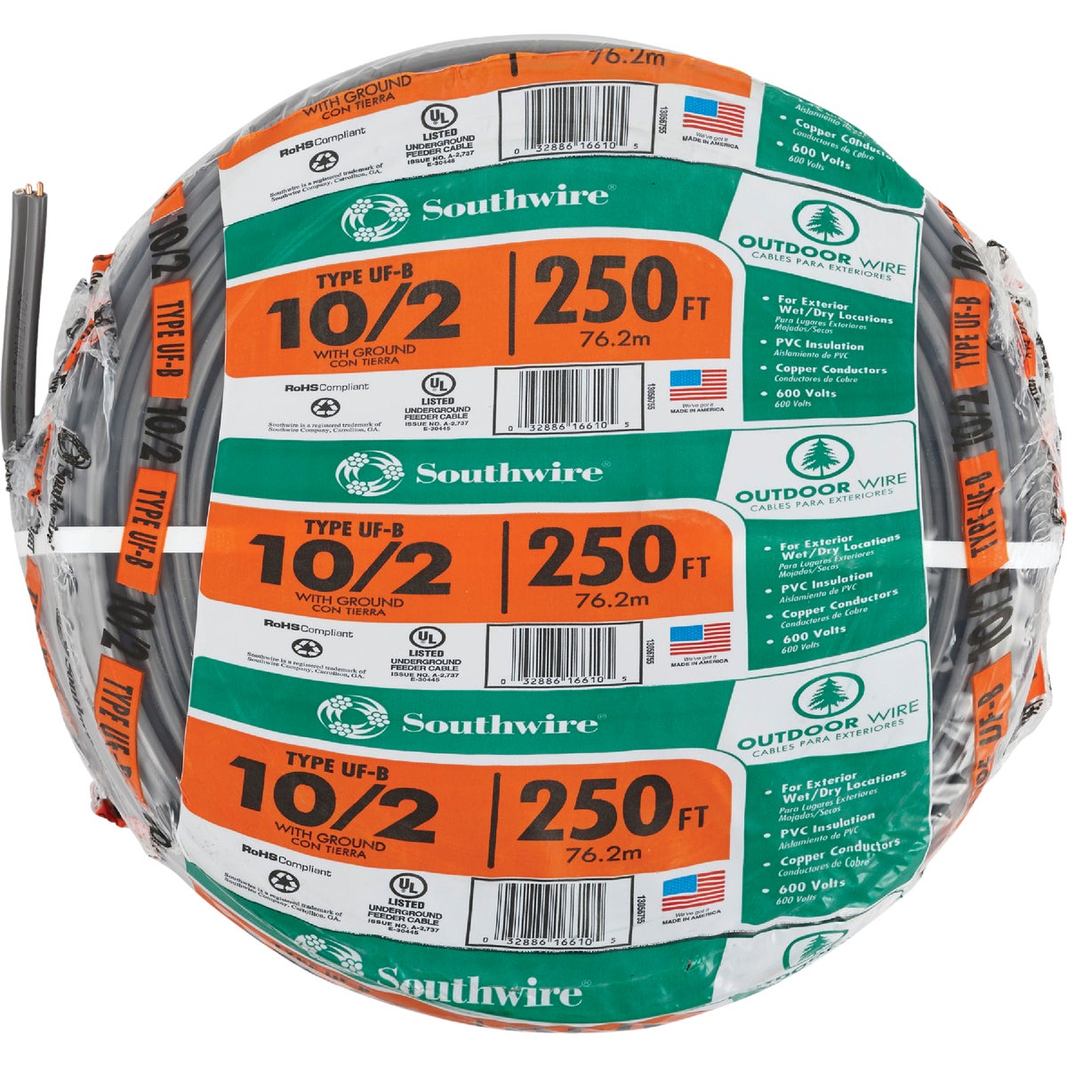 Southwire 250 Ft. 10 AWG 2-Conductor UFW/G Electrical Wire Image 2