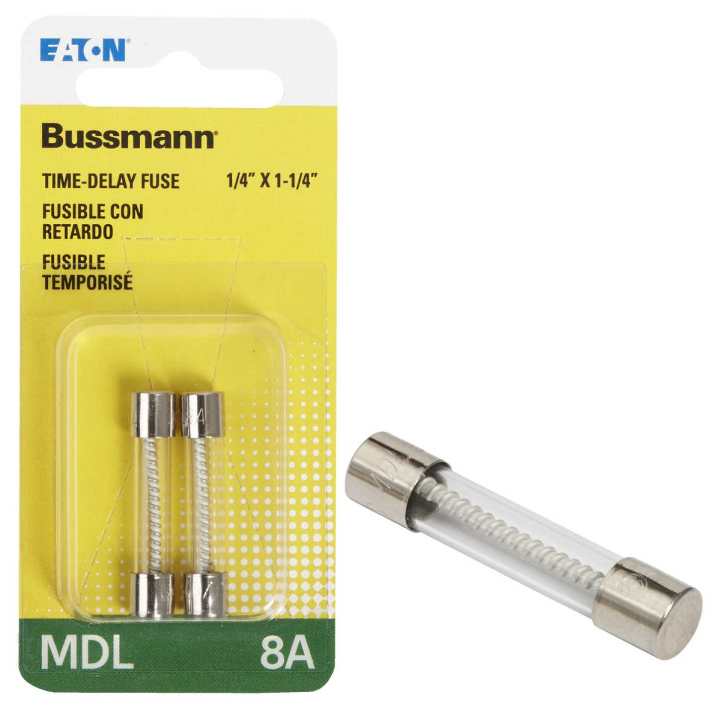 Bussmann 8A MDL Glass Tube Electronic Fuse (2-Pack) Image 1
