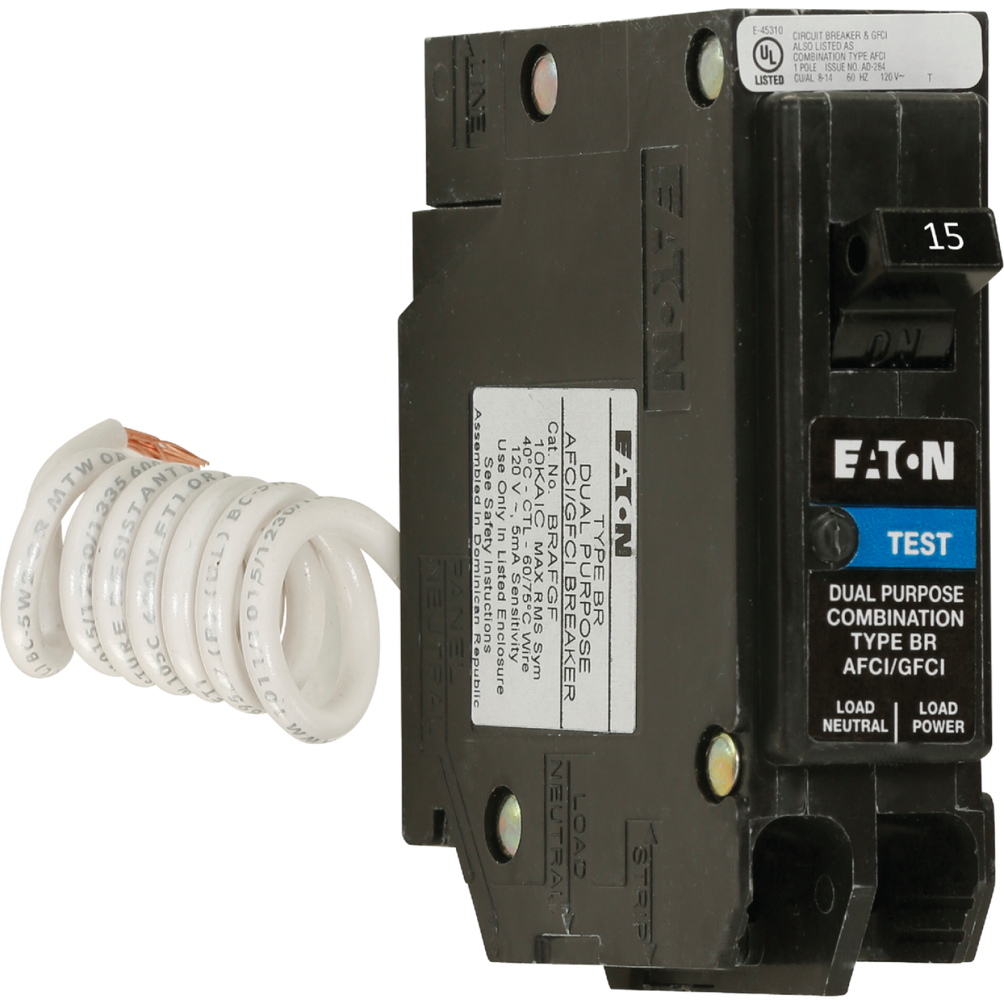Eaton BR 15A Single-Pole Short Body AFCI/GFCI Breaker Image 1