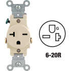 Leviton 20A Ivory Heavy-Duty 6-20R Grounding Single Outlet Image 1
