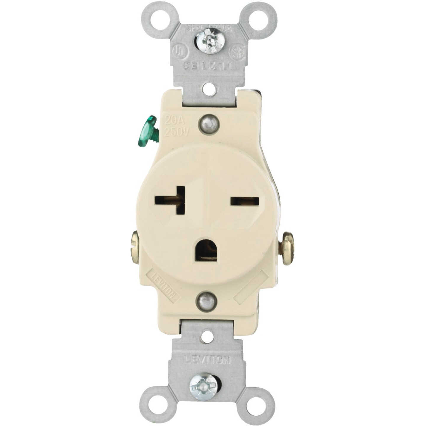 Leviton 20A Ivory Heavy-Duty 6-20R Grounding Single Outlet Image 4