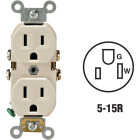 Leviton 15A Light Almond Commercial Grade 5-15R Duplex Outlet Image 1