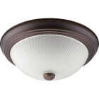 Canarm 13 In. Oil Rubbed Bronze Incandescent Flush Mount Ceiling Light Fixture with Frosted Swirl Glass Image 1
