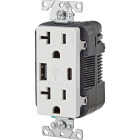 Leviton Decora 20A White 5.1A Type A/C USB with 5-20R Tamper Resistant In-Wall Charger Duplex Outlet Image 3