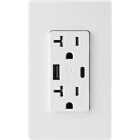 Leviton Decora 20A White 5.1A Type A/C USB with 5-20R Tamper Resistant In-Wall Charger Duplex Outlet Image 2