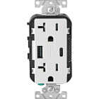 Leviton Decora 20A White 5.1A Type A/C USB with 5-20R Tamper Resistant In-Wall Charger Duplex Outlet Image 1
