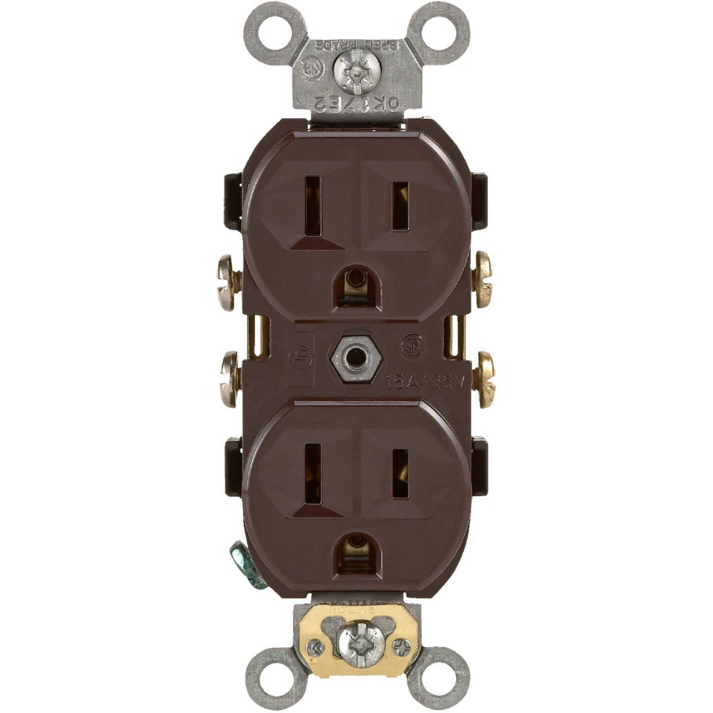 Leviton 15A Brown Commercial Grade 5-15R Duplex Outlet Image 2