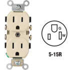 Leviton 15A Ivory Commercial Grade 5-15R Duplex Outlet Image 1