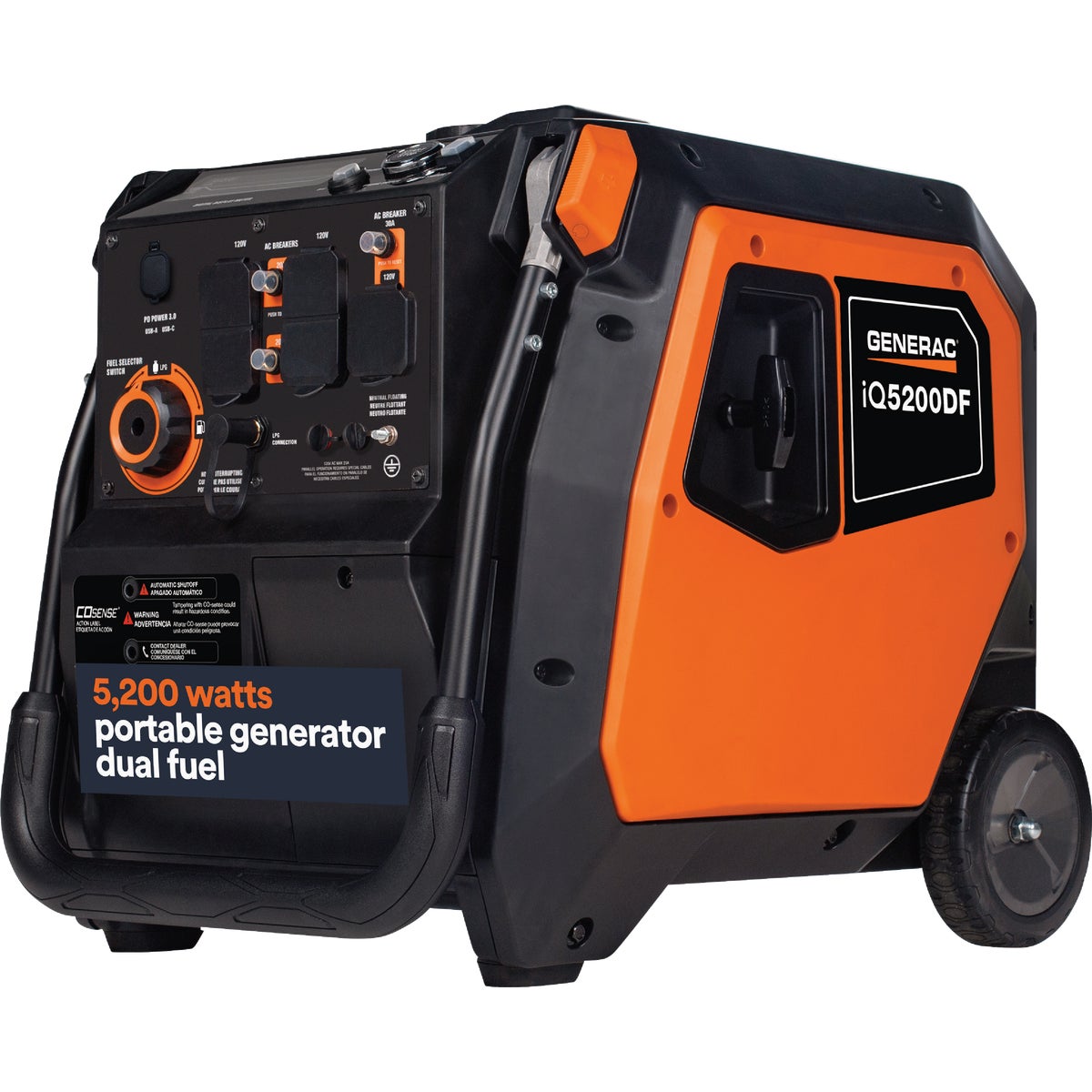 Generac iQ3800 3800W Dual Fuel Portable Inverter Generator