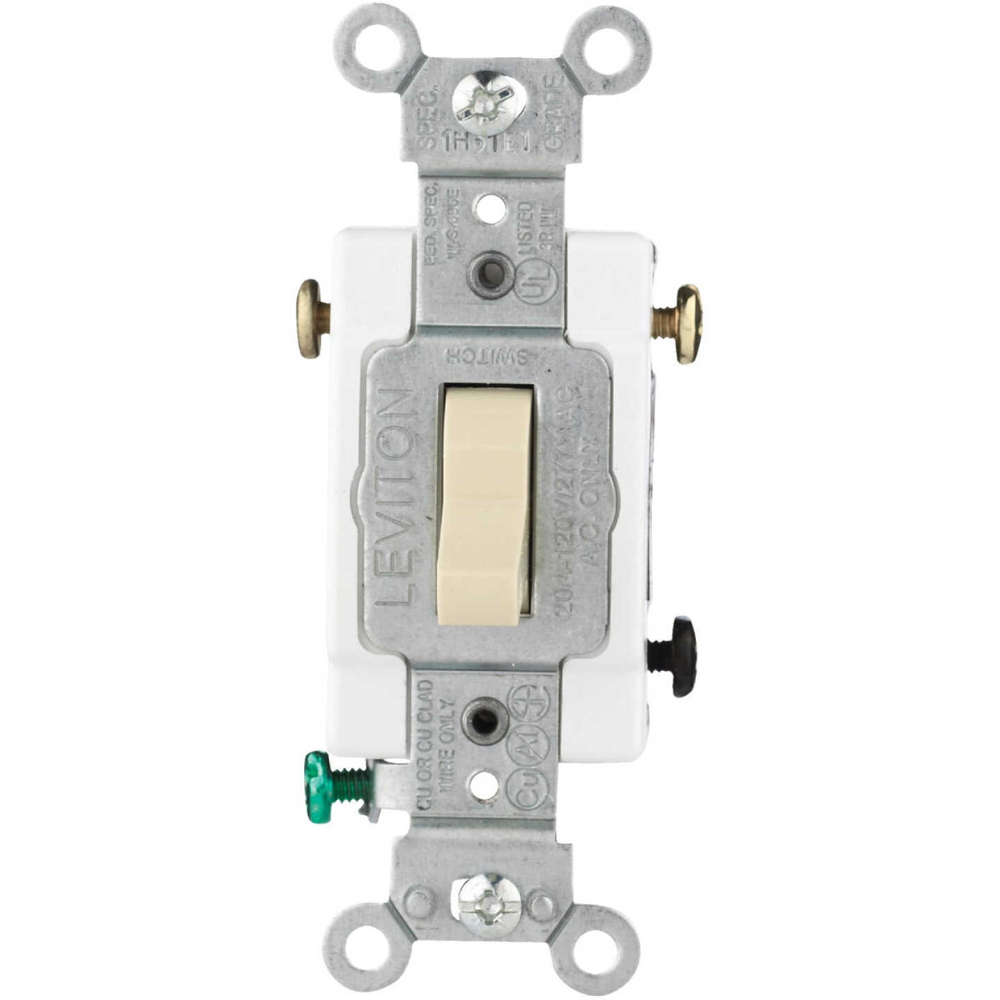 Leviton Toggle Ivory 20A Grounding Quiet 3-Way Switch Image 1