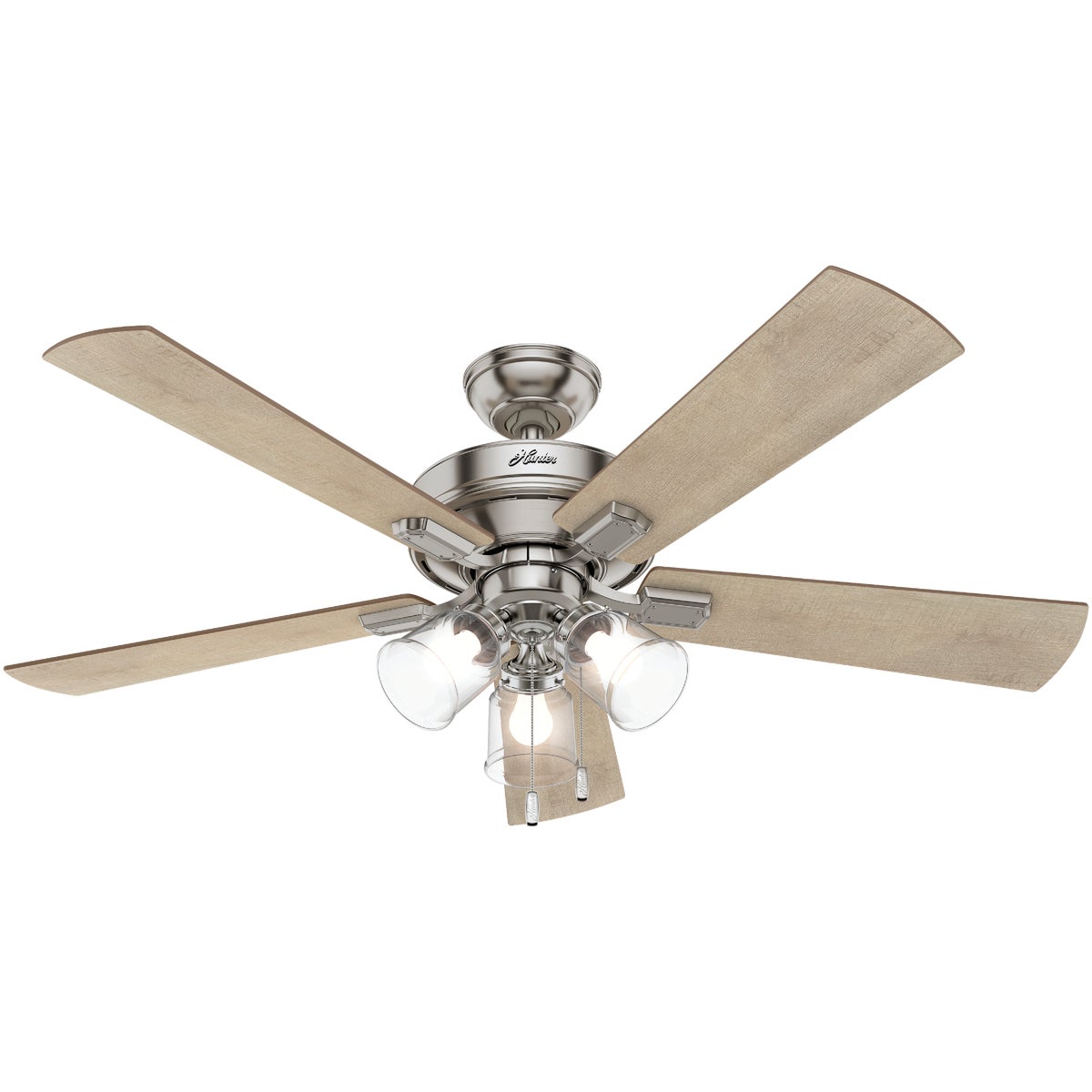 Hunter Crestfield 52 In. Brushed Nickel Ceiling Fan with Light Kit Image 1