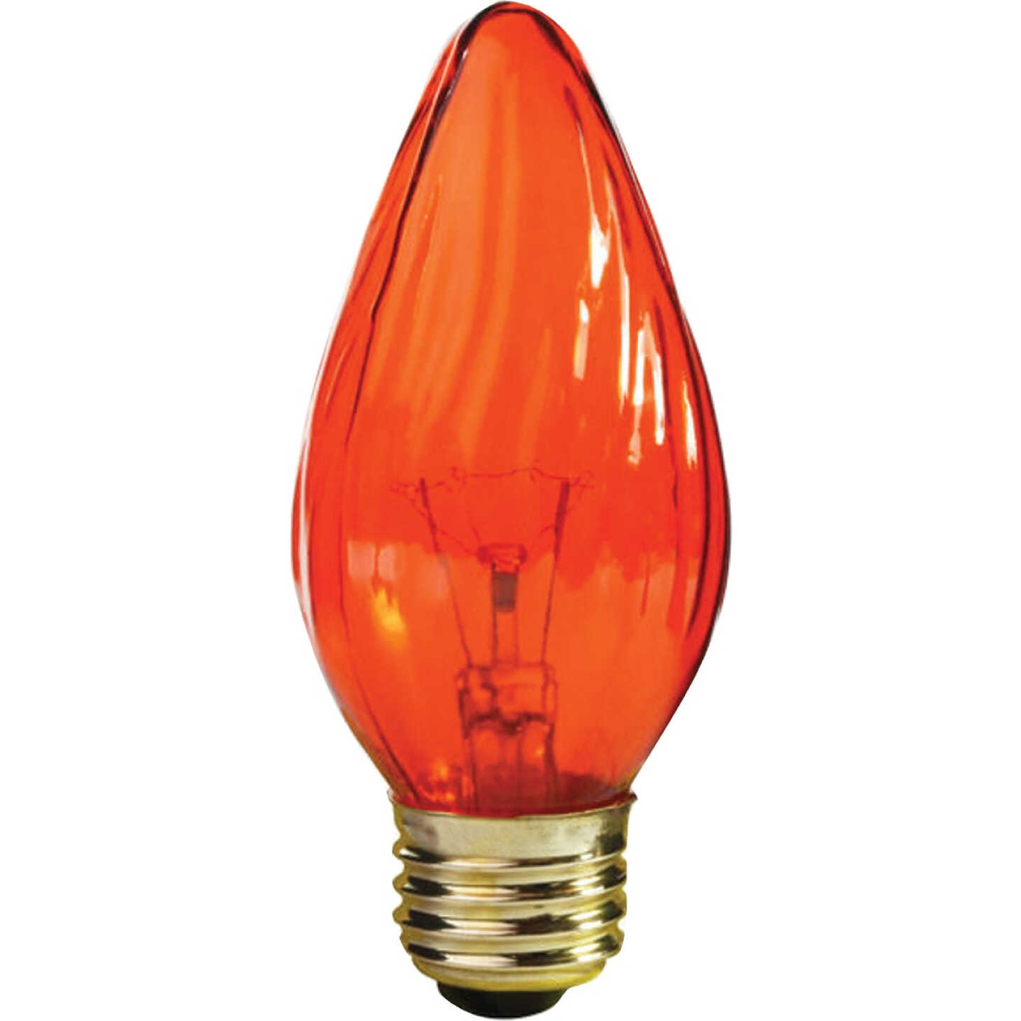 Satco 25W Amber Medium F15 Incandescent Flame Tip Light Bulb Image 1