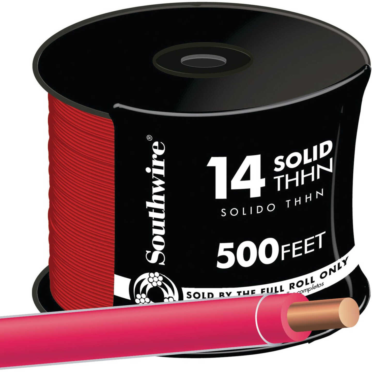 Southwire 500 Ft. 14 AWG Solid Red THHN Electrical Wire Image 1