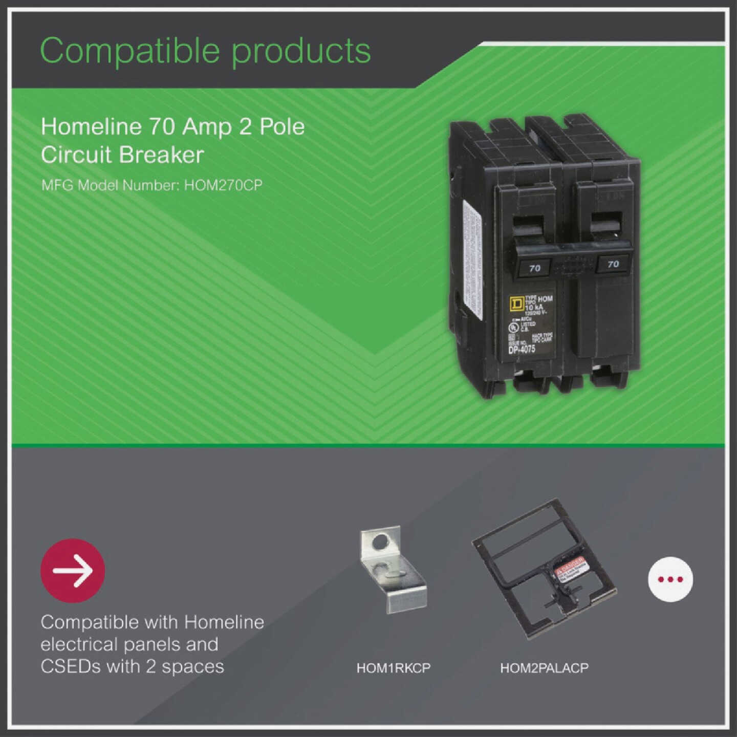 Square D Homeline 70A Double-Pole Standard Trip Circuit Breaker Image 4