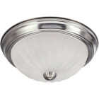 Canarm 13 In. Brushed Nickel Incandescent Flush Mount Ceiling Light Fixture with Frosted Melon Glass Image 1