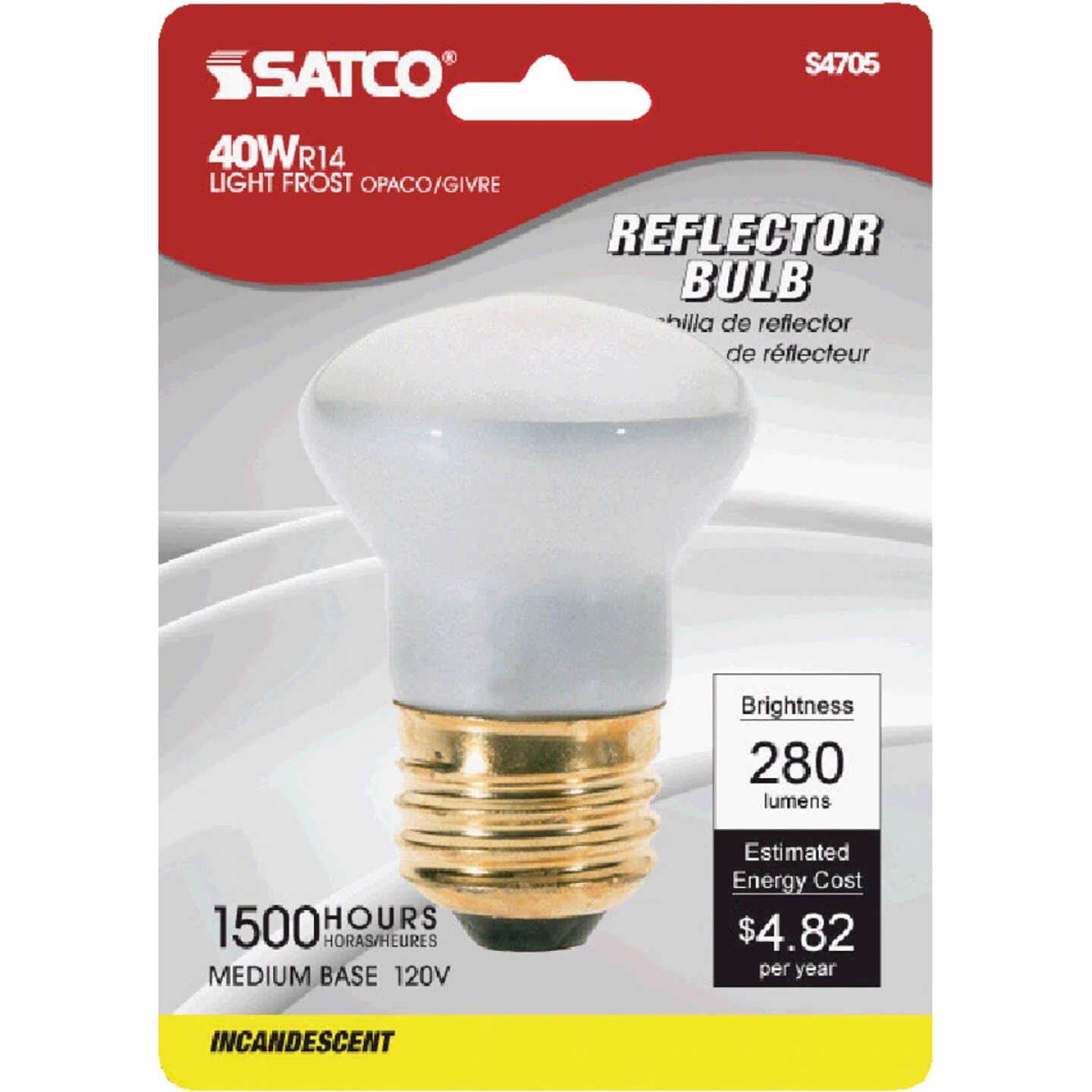Satco 40W Spot Glass Medium Base R14 Reflector Incandescent Floodlight Light Bulb Image 1