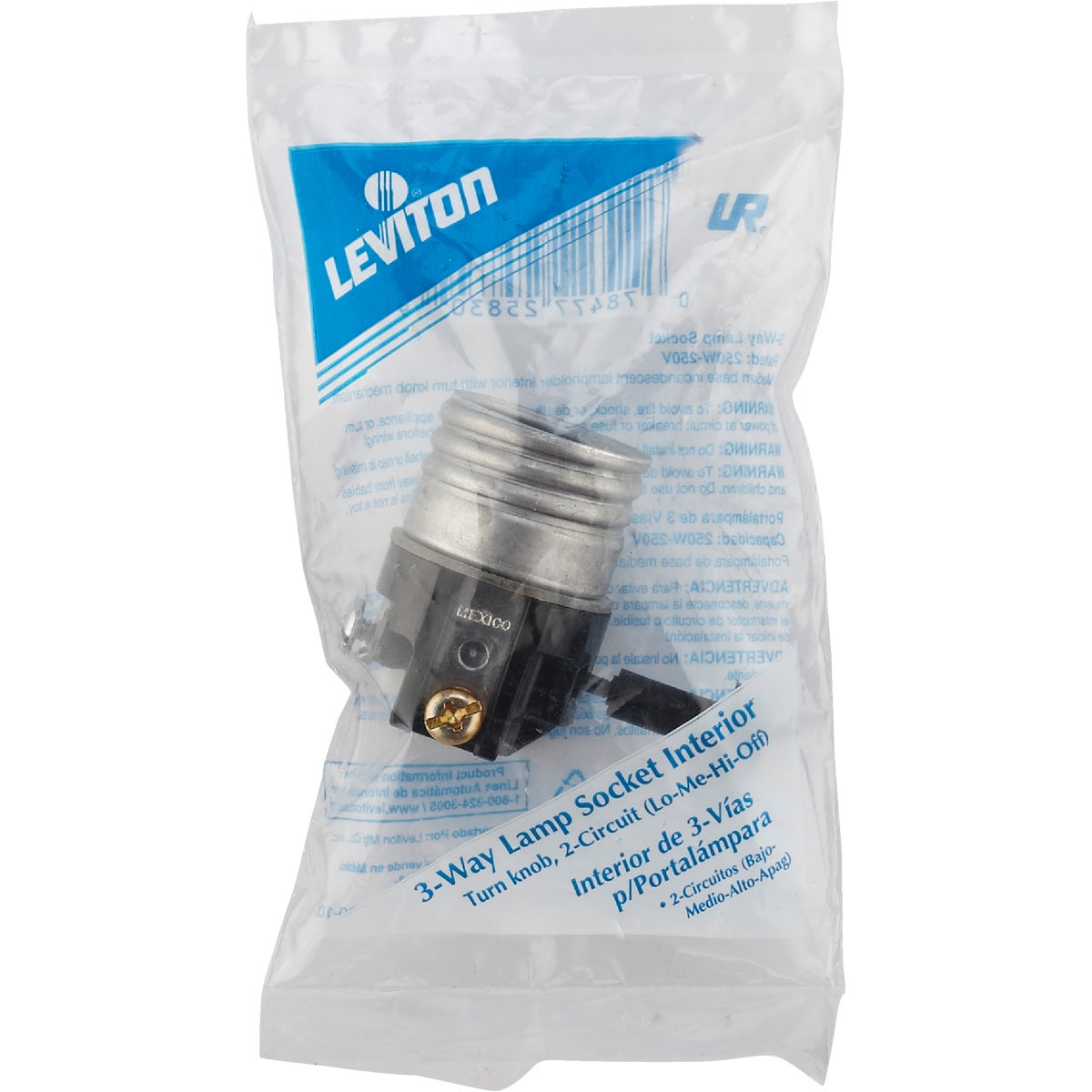 Leviton Turn-Knob Medium Base Black Phenolic 3-Way Interior Lamp Socket Image 2