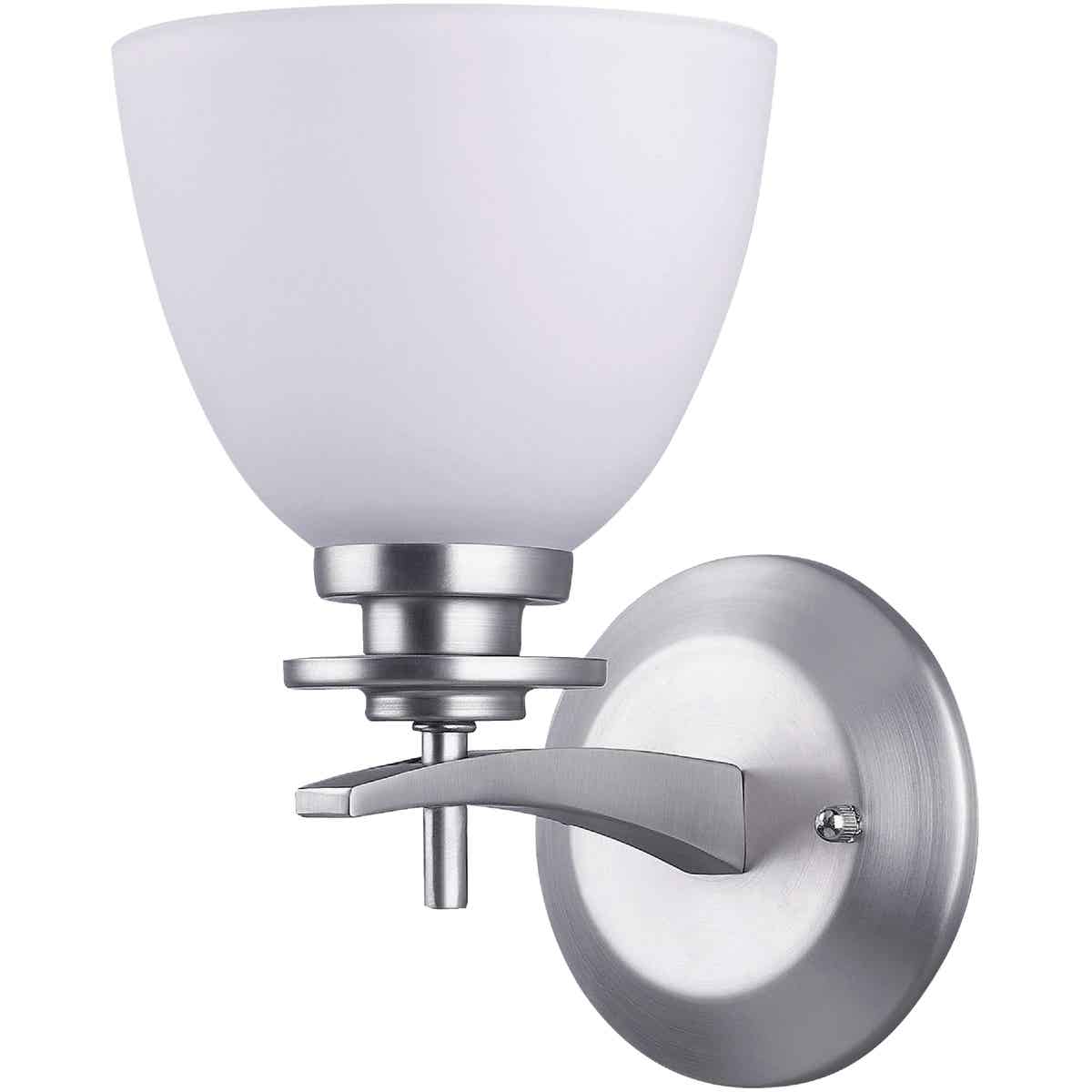 Home Impressions 1-Bulb Brushed Nickel Vanity Bath Light Fixture, Clear Glass