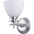 Home Impressions 1-Bulb Brushed Nickel Vanity Bath Light Fixture, Clear Glass Image 1