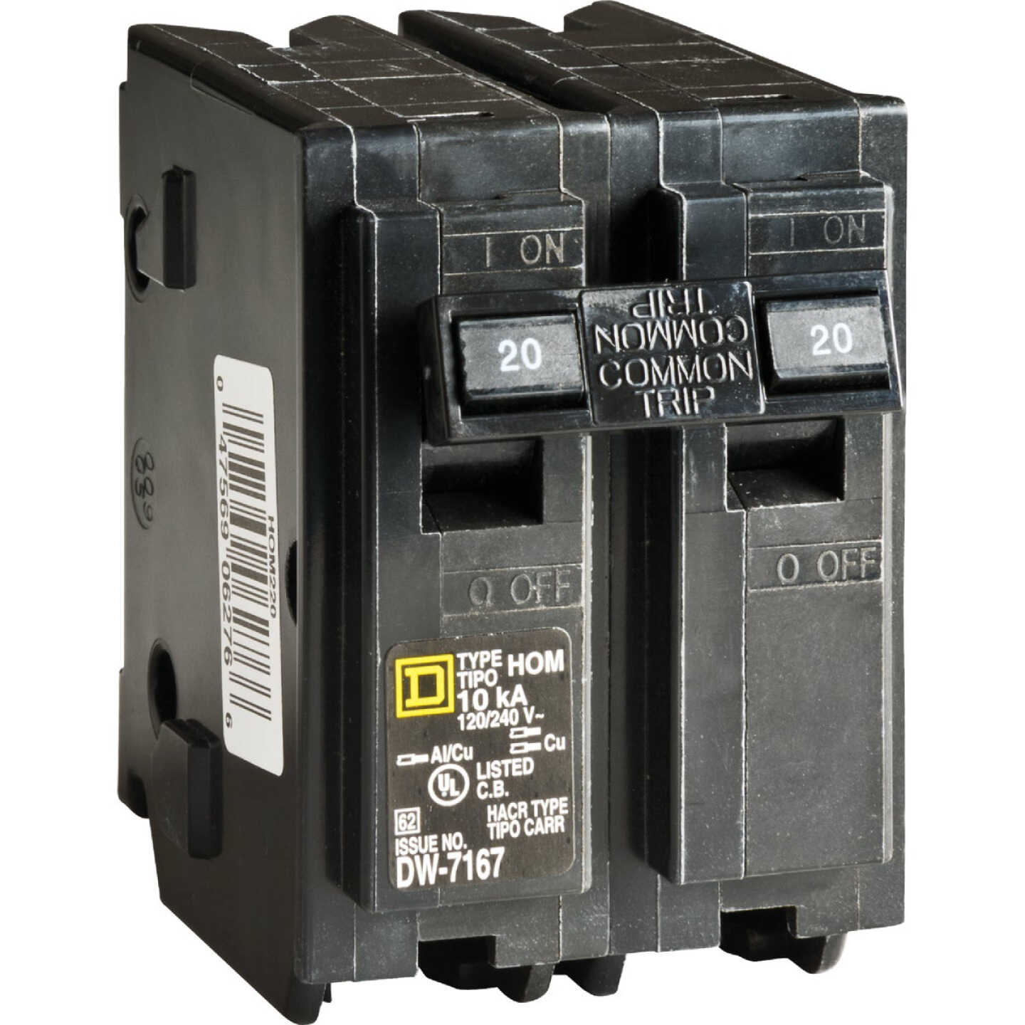 Square D Homeline 20A Double-Pole Standard Trip Circuit Breaker Image 1