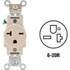 Leviton 20A Light Almond Heavy-Duty 6-20R Grounding Single Outlet Image 1