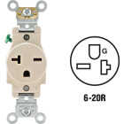 Leviton 20A Light Almond Heavy-Duty 6-20R Grounding Single Outlet Image 1