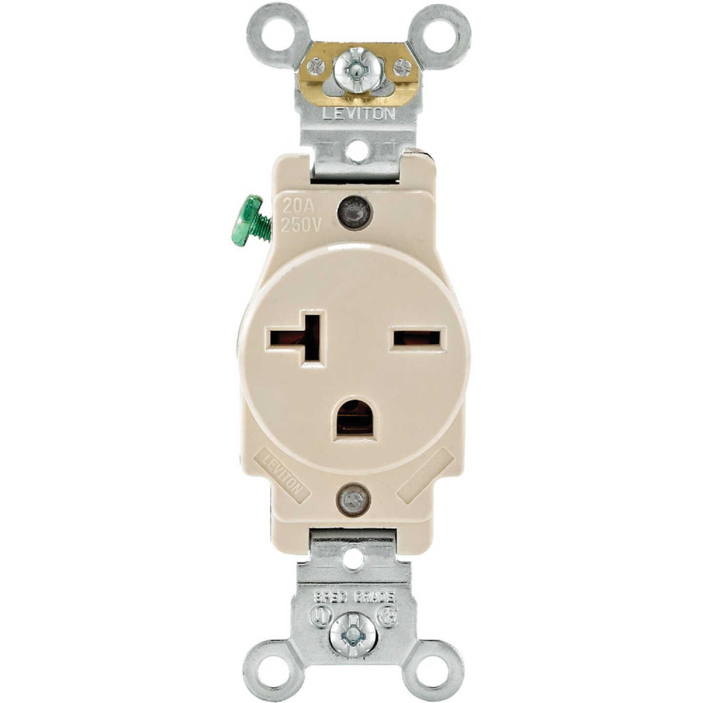 Leviton 20A Light Almond Heavy-Duty 6-20R Grounding Single Outlet Image 2