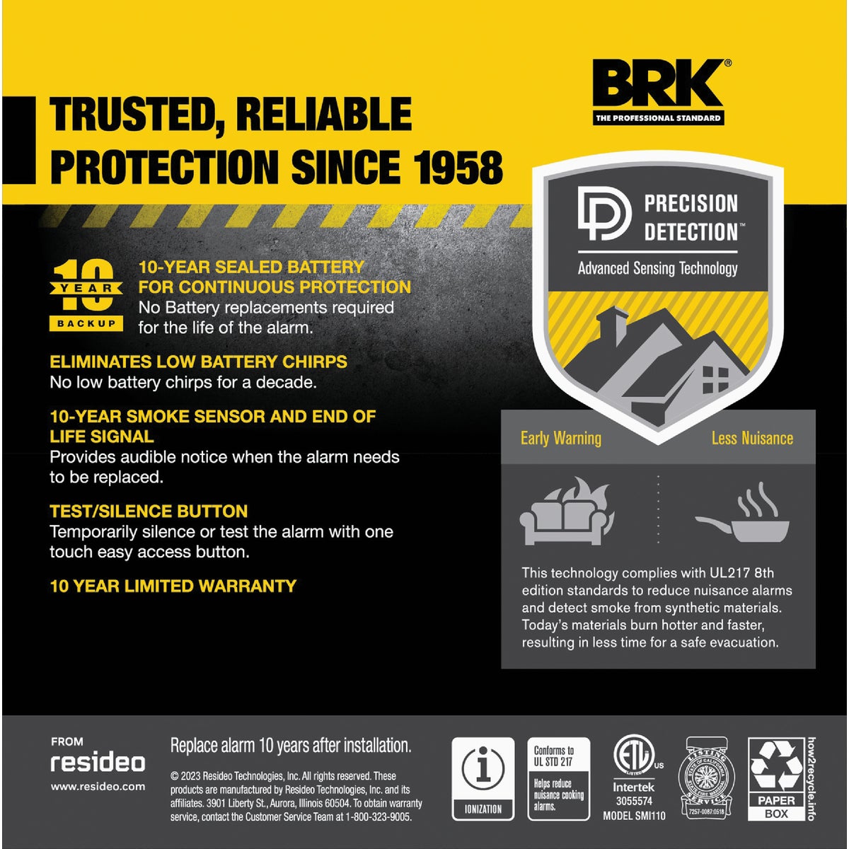 BRK SMI110 10-Year Battery Ionization Smoke Alarm Image 2