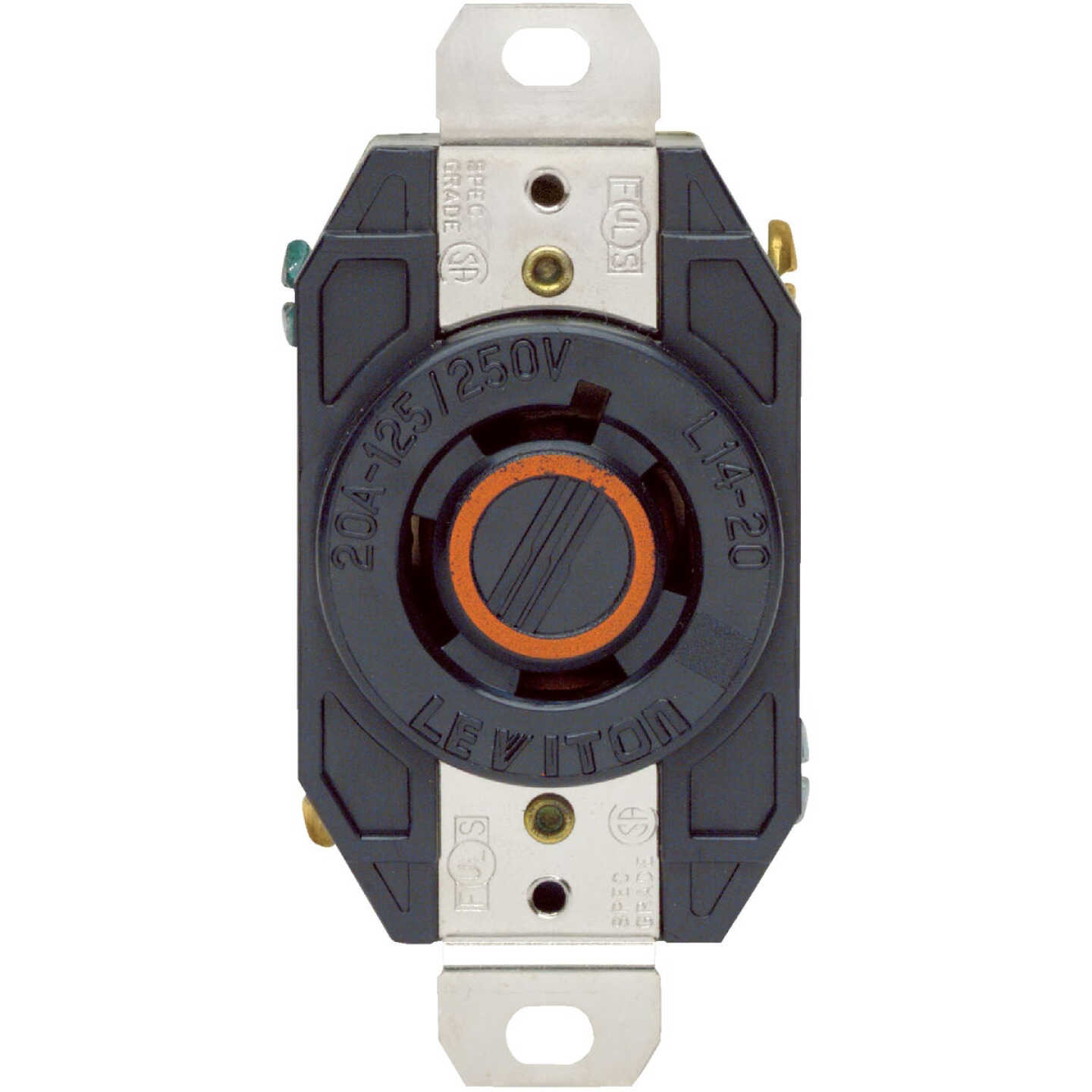 Leviton 20A 125V/250V Black Industrial Grade L14-20R Locking Outlet Receptacle Image 2