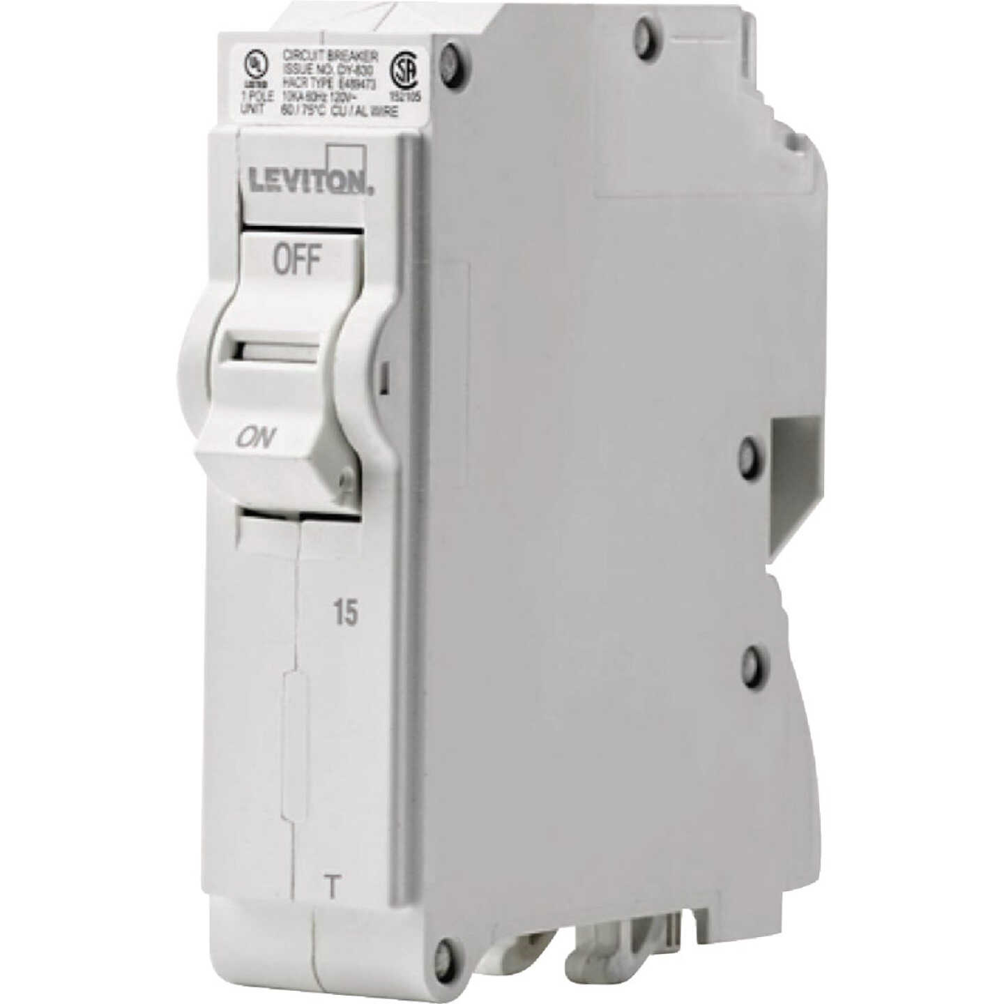 Leviton 15A Single-Pole Plug-On Standard Branch Thermal Magnetic Trip Circuit Breaker Image 1