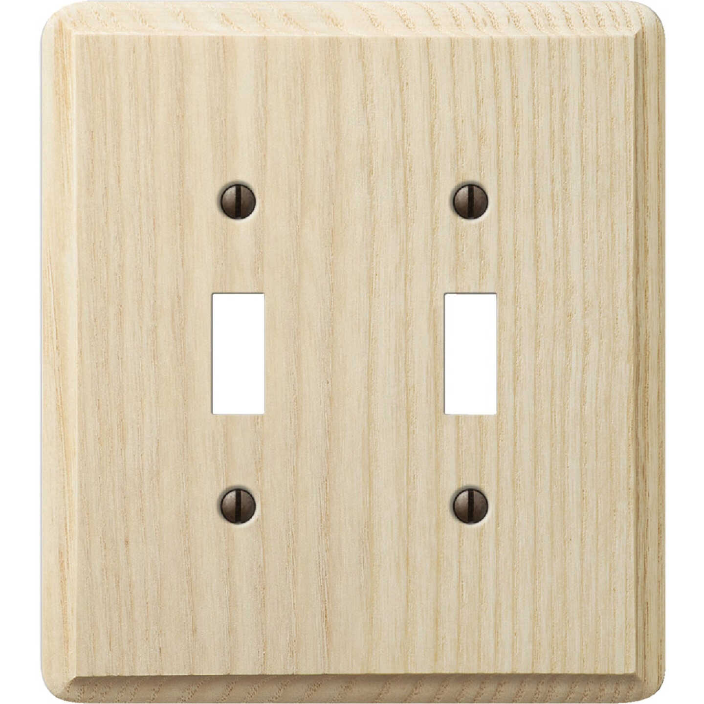 Amerelle 2-Gang Solid Ash Toggle Switch Wall Plate, Unfinished Ash Image 1
