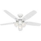 Hunter Builders Plus 52 In. White Ceiling Fan with Light Kit Image 1