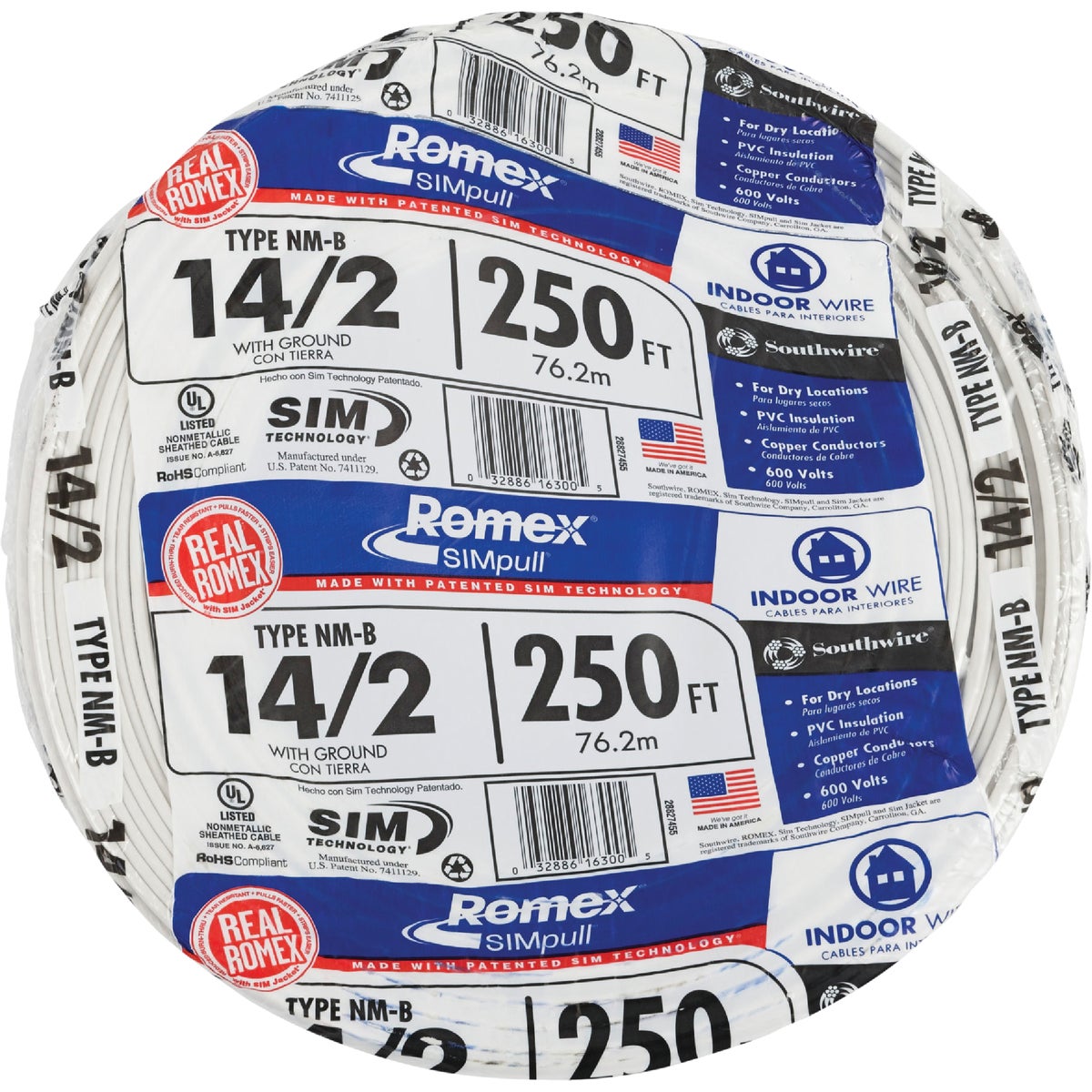 Romex 250 Ft. 14/2 Solid White NMW/G Electrical Wire Image 2