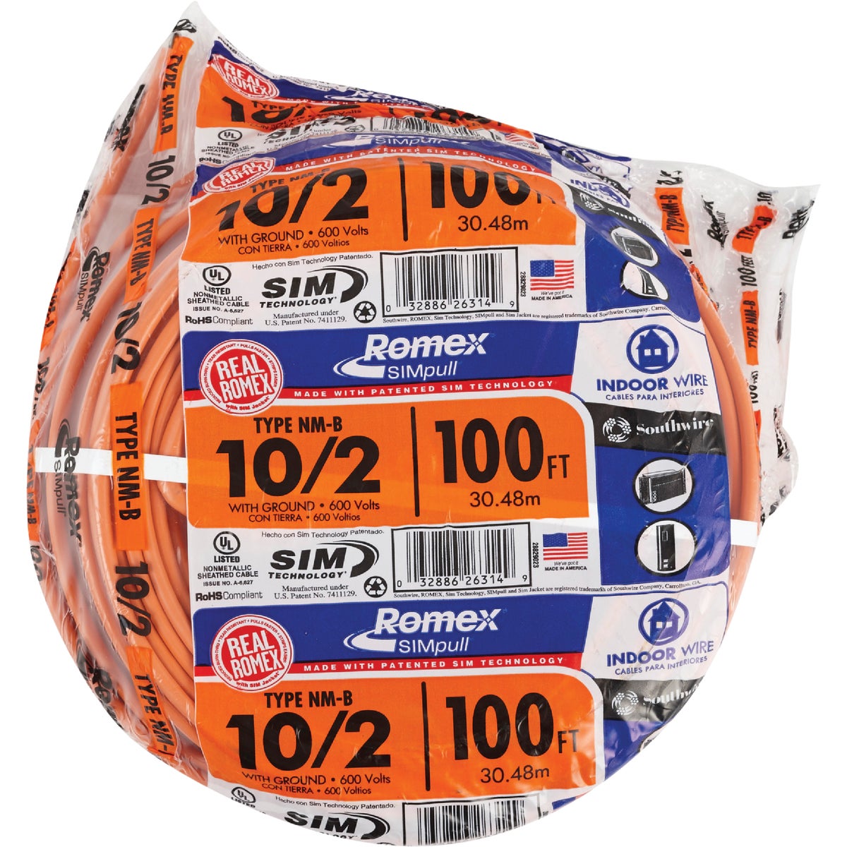 Romex 100 Ft. 10/2 Solid Orange NMW/G Electrical Wire Image 2