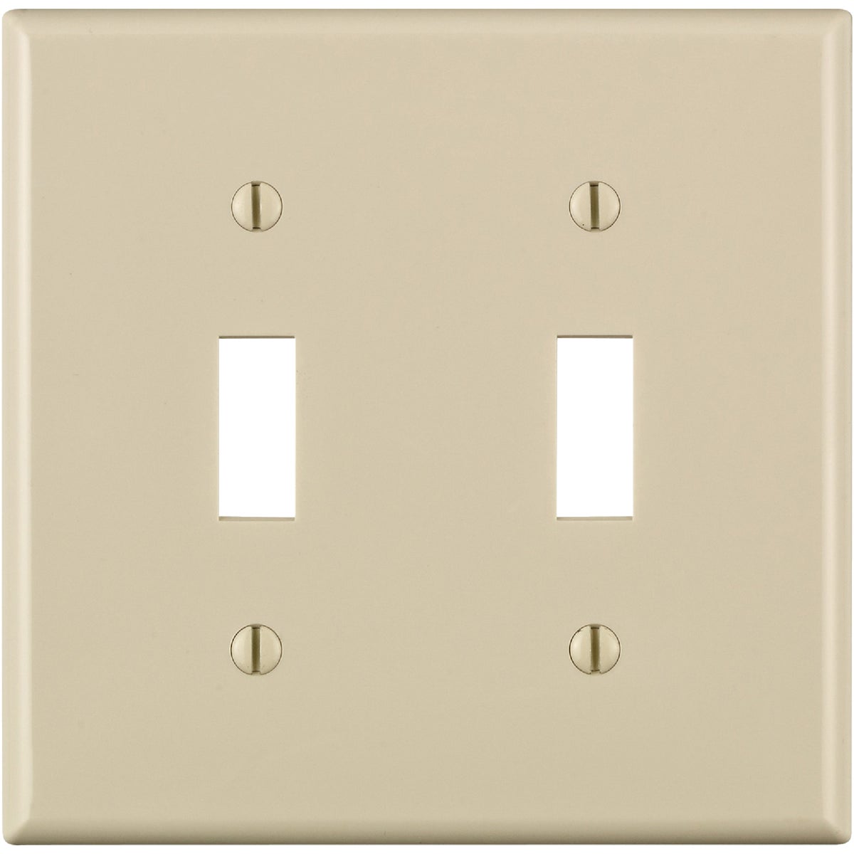 Leviton 2-Gang Thermoplastic Nylon Toggle Switch Wall Plate, Light Almond Image 1