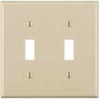 Leviton 2-Gang Thermoplastic Nylon Toggle Switch Wall Plate, Light Almond Image 1