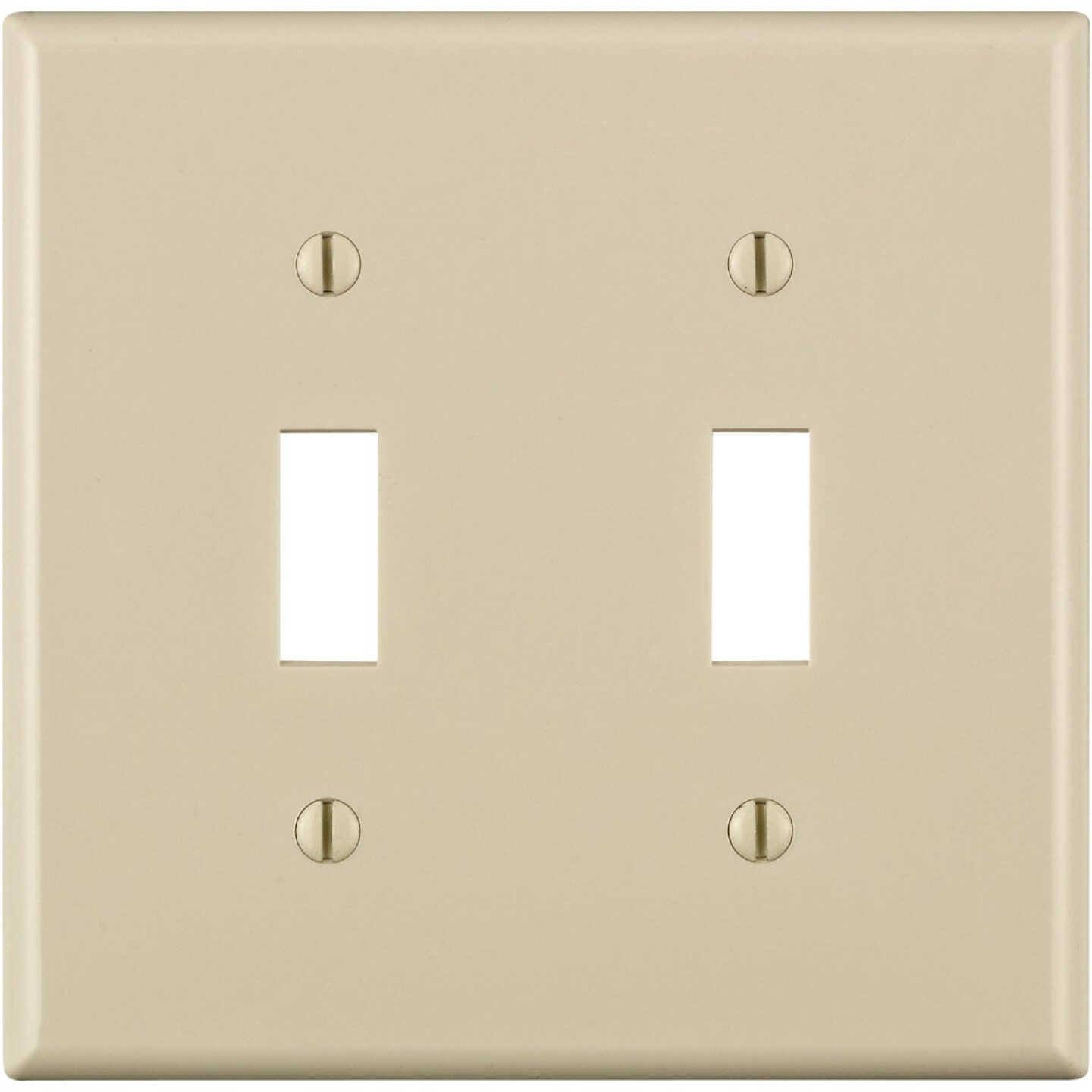 Leviton 2-Gang Thermoplastic Nylon Toggle Switch Wall Plate, Light Almond Image 1