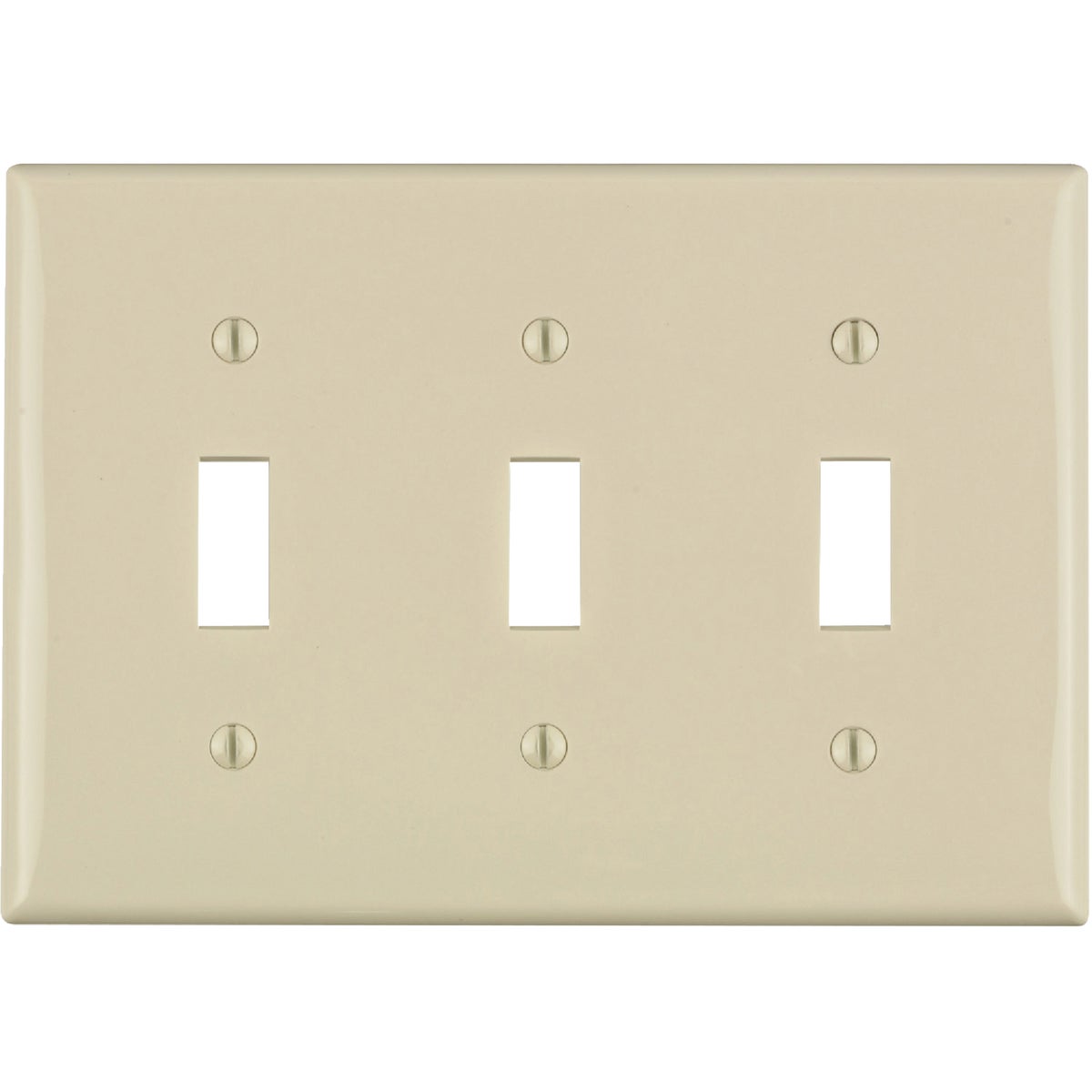 Leviton 3-Gang Thermoplastic Nylon Toggle Switch Wall Plate, Light Almond Image 1