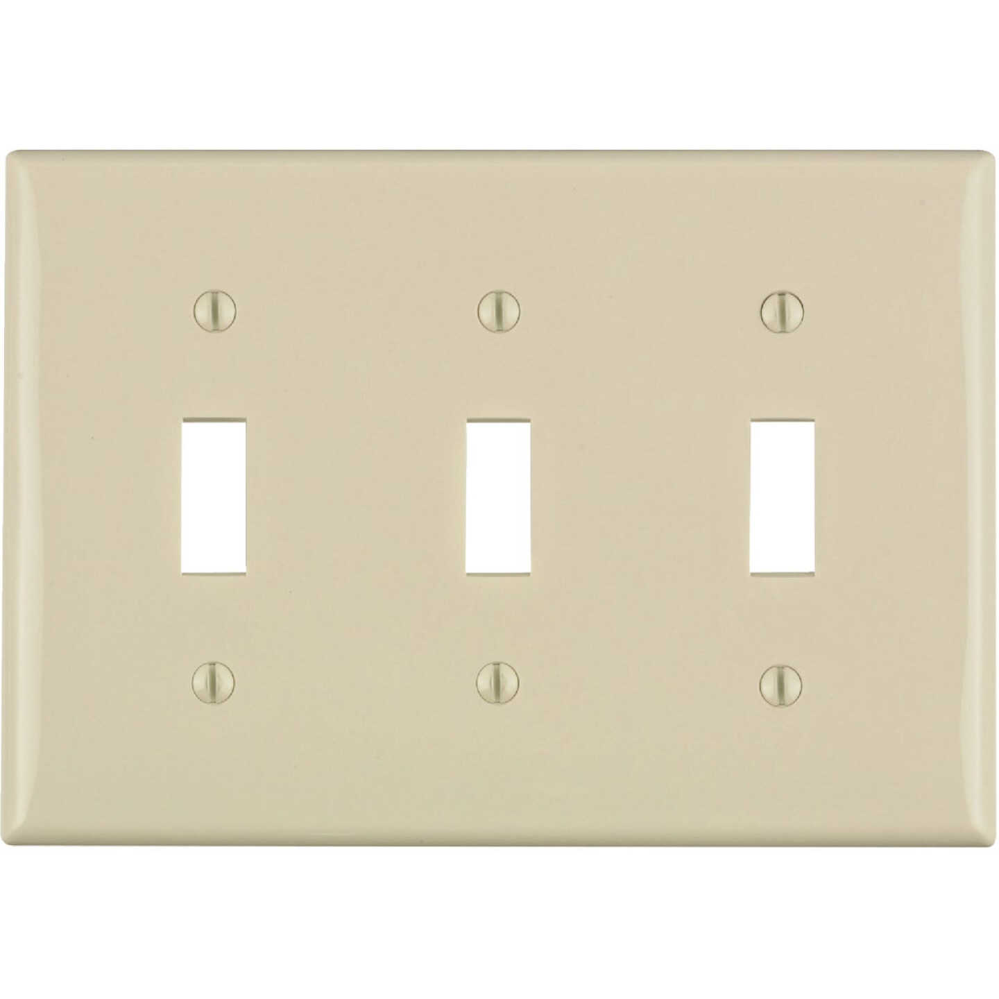 Leviton 3-Gang Thermoplastic Nylon Toggle Switch Wall Plate, Light Almond Image 1