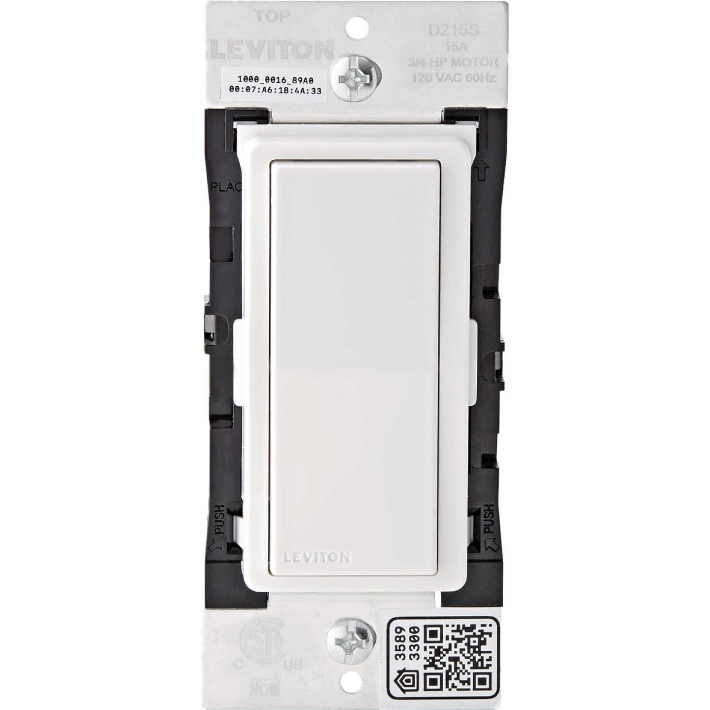 Leviton Decora Smart WiFi 15A 120V White Rocker Switch Image 1