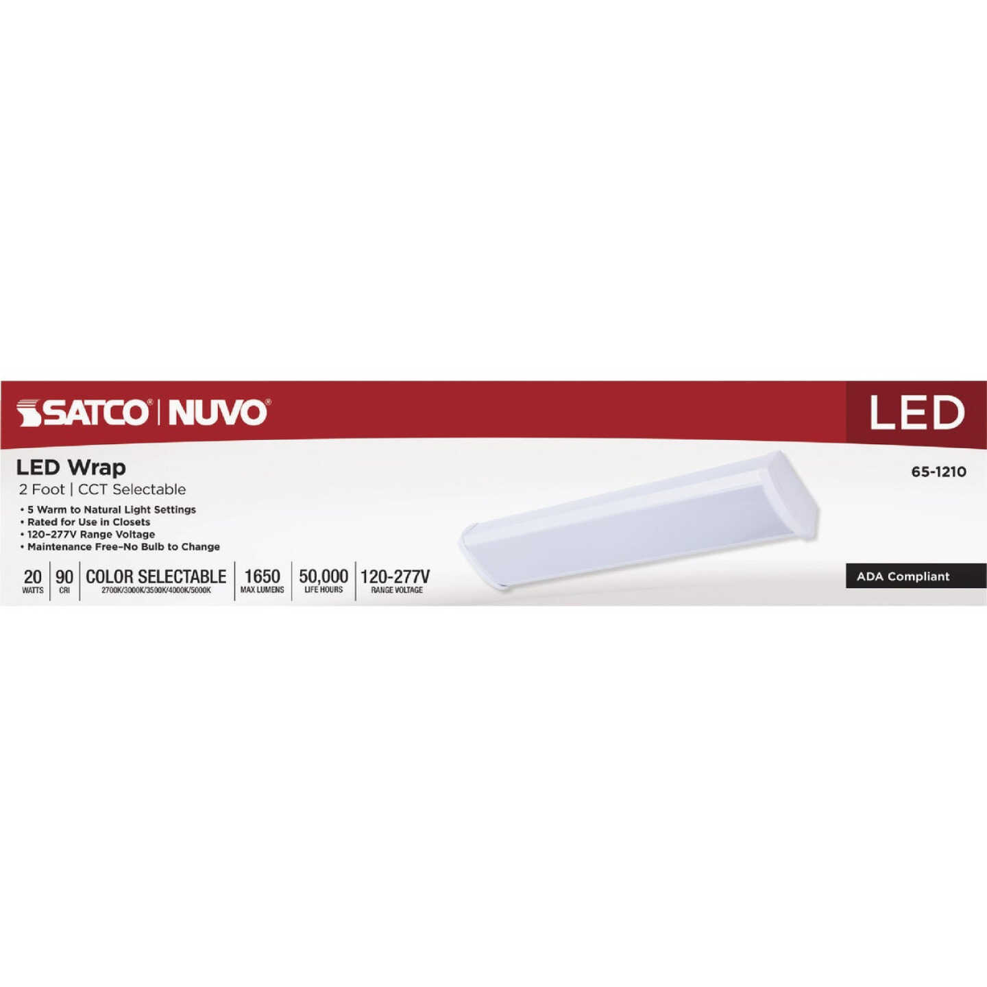 SATCO NUVO 20W LED 2 Ft. Ceiling Wrap Light Fixture CCT-Selectable White Finish Image 2