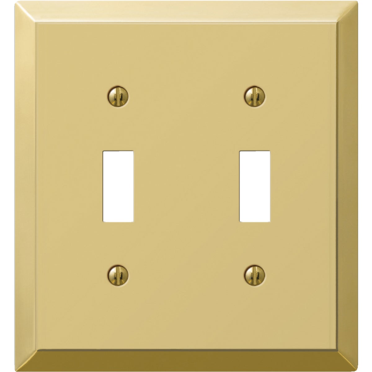 Amerelle 2-Gang Stamped Steel Toggle Switch Wall Plate, Polished Brass Image 1