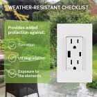 Leviton Decora 15A White 5.1A Type A/C USB 5-15R Weather/Tamper-Resistant In-Wall Charger Duplex Outlet Image 2